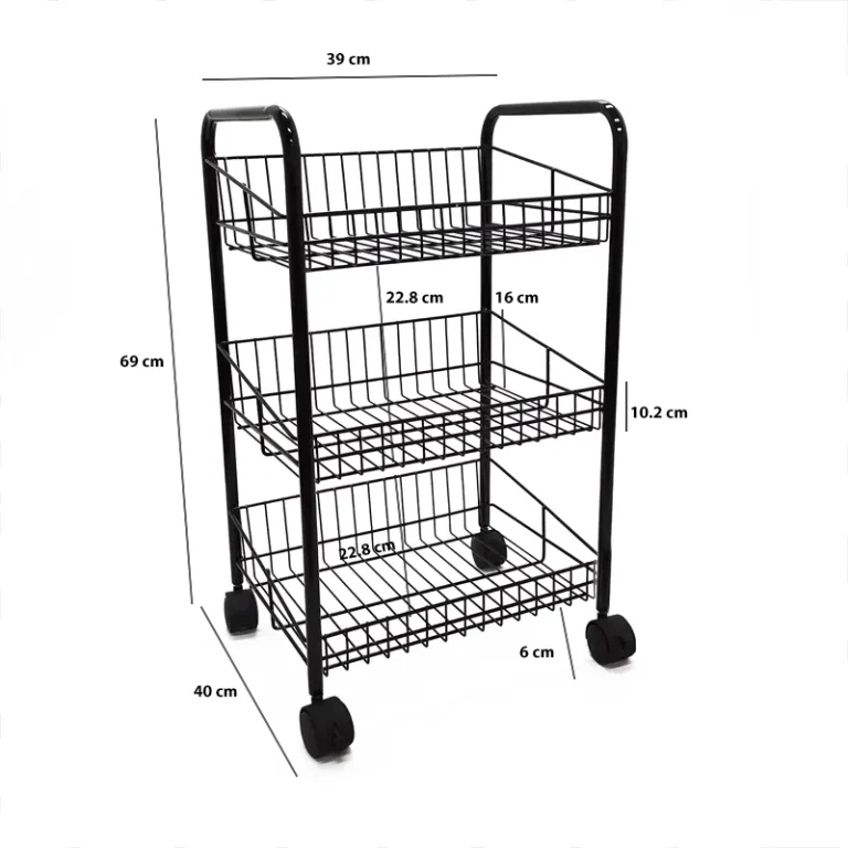 Carro auxiliar cocina de 3 canastas