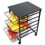 Organizador multiusos negro con 4 canastas y ruedas