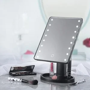 Espejo de mesa con luz led giratorio