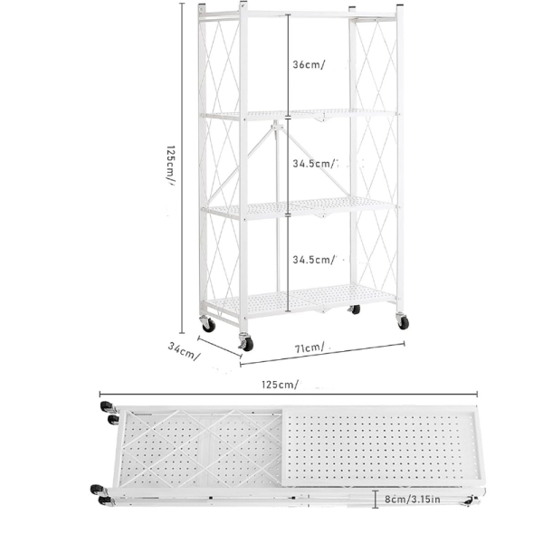 6 47902 001 organizador de 4 entrepanos plegable con ruedas